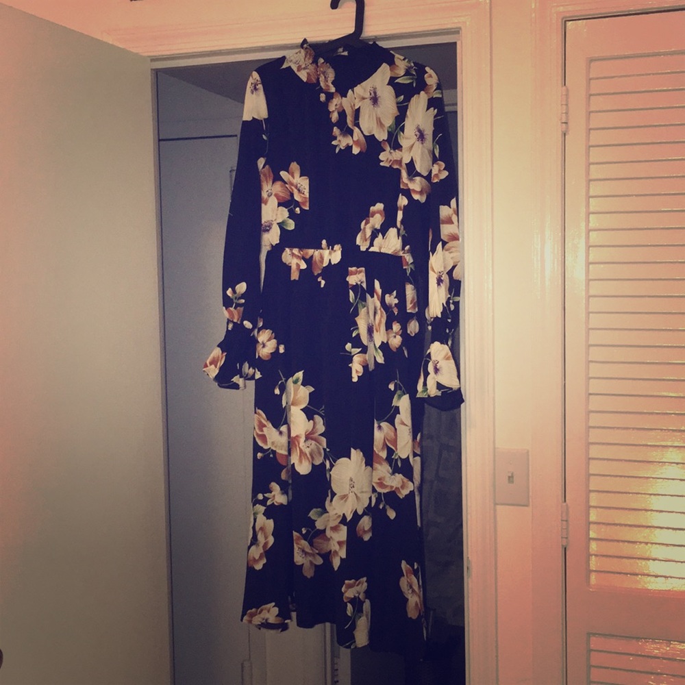 SHEIN high neck midi floral dress